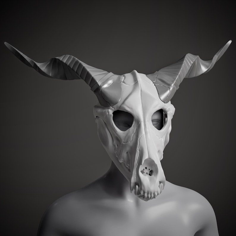Elias Ainsworth Inspired Skull Mask 3D Model STL File: Moving Jaw Cosplay image 1
