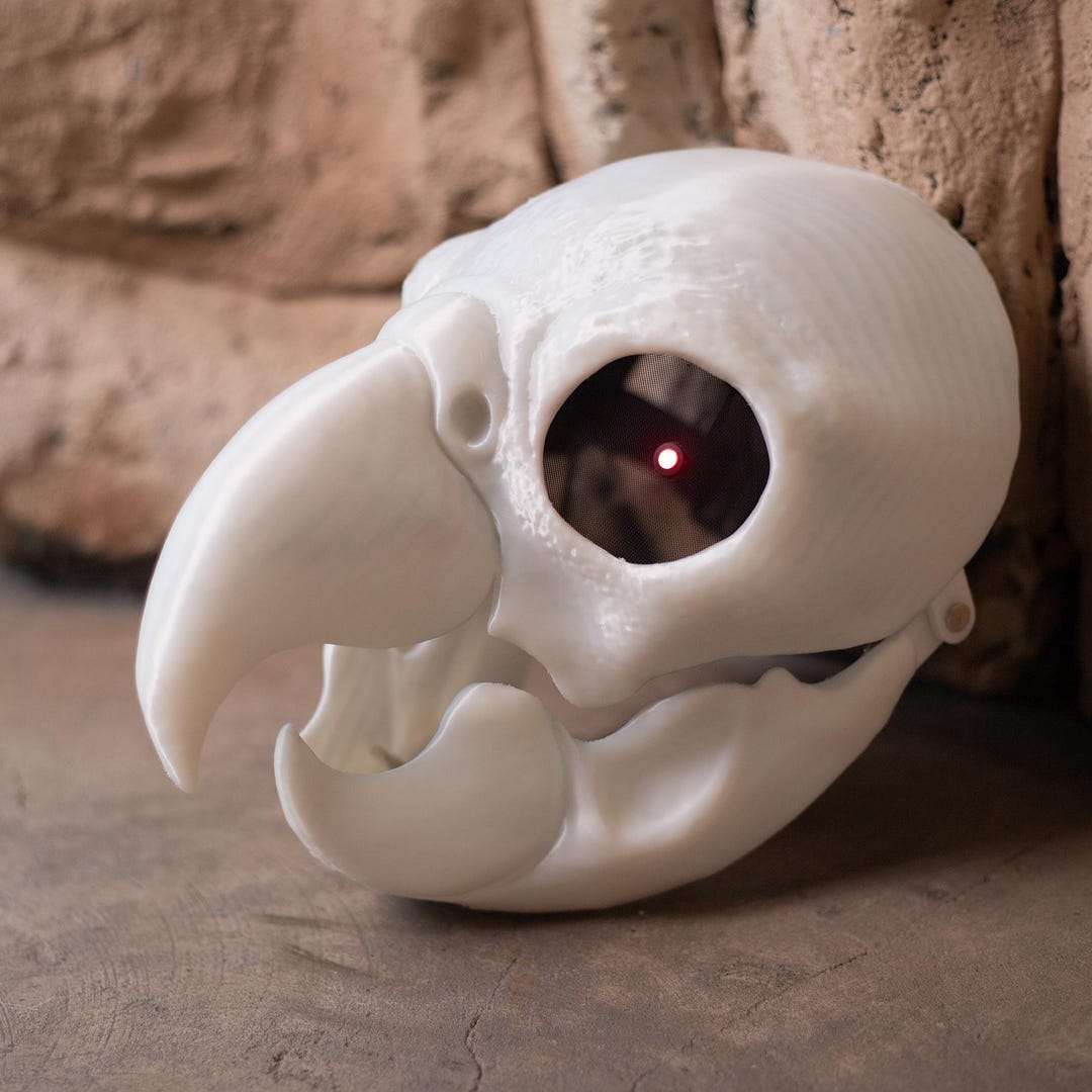 Bird Mask Moving Jaw, Articulated Jaw, LED Eye, Fursuit Head Base