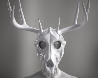 Wendigo Skull Mask STL, Wearable Cosplay Helmet, Moving Jaw, Interchangeable Antlers (Digital File)