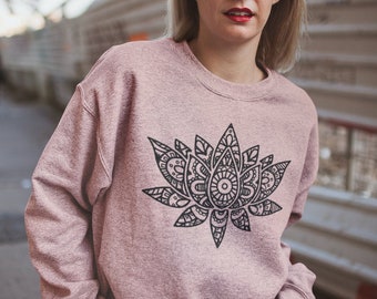 FOECBIR Flower of Life Mandala Sweatshirts Pullover Hoodie for Womens
