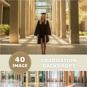 Graduation Digital Backdrops - 40 Senior Portrait Backgrounds & Grad Banners, School Grad Photography Props