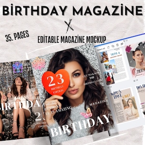 Birthday Magazine Template | İnstagram template | Personalized Birthday Cover | Custom Birthday Gift for Best Friend | Magazine Personnalise