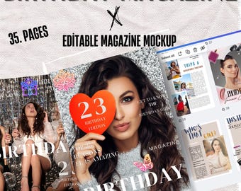 Modello di rivista di compleanno / Modello Instagram / Copertina di compleanno personalizzata / Regalo di compleanno personalizzato per il migliore amico / Rivista personalizzata