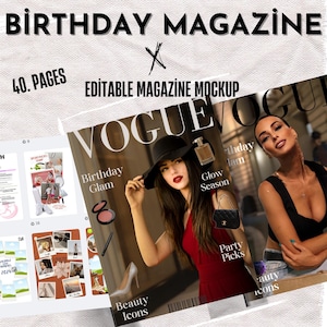 Birthday Magazine Template For Best Friend | Custom Birthday Magazine | Vogue Style Magazine| Canva Gift | Personalized Gift | birthday gift