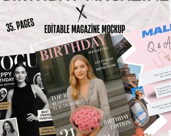 Birthday Magazine Template | İnstagram template | Personalized Birthday Cover | Custom Birthday Gift for Best Friend | Magazine Personnalise