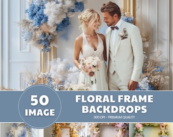 Floral Frame Digital Backdrops Floral Maternity Backdrop Digital Studio Backdrop for Photoshop Overlays Art Floral Backdrops Newborn Edit