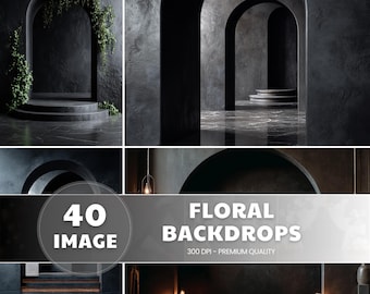 Black room Floral Backdrop, Digital Backdrop Black Stairs Maternity Portrait Background, Staircase Wedding Digital Background