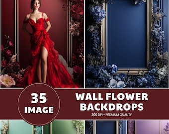 Floral Wall Backdrops, Floral Digital Backdrops, Fine Art Texture Digital Overlays, New born Studio Backdrop, Digital Download