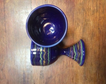 Vermont Pottery. Set of 2 Ceramic Pottery Goblets.  Vibrant Colors.