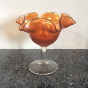 Fenton Art Glass. Marigold Carnival Glass Candy Dish.