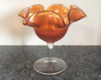 Fenton Kunstglas. Ringelblume Karneval Glas Candy Dish.