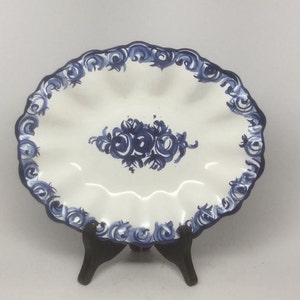 Blue and White Vestal Dish. #37. Measures 8.5 x 7.