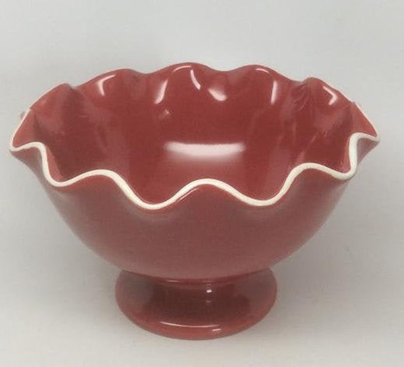 Longaberger Pottery Red Footed Bowl. be My - Etsy