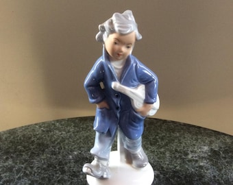 Gerold Porzellan Bavaria Porcelain "Boy With Violin" Figurine Vintage 1950's #6681A. W. Germany.