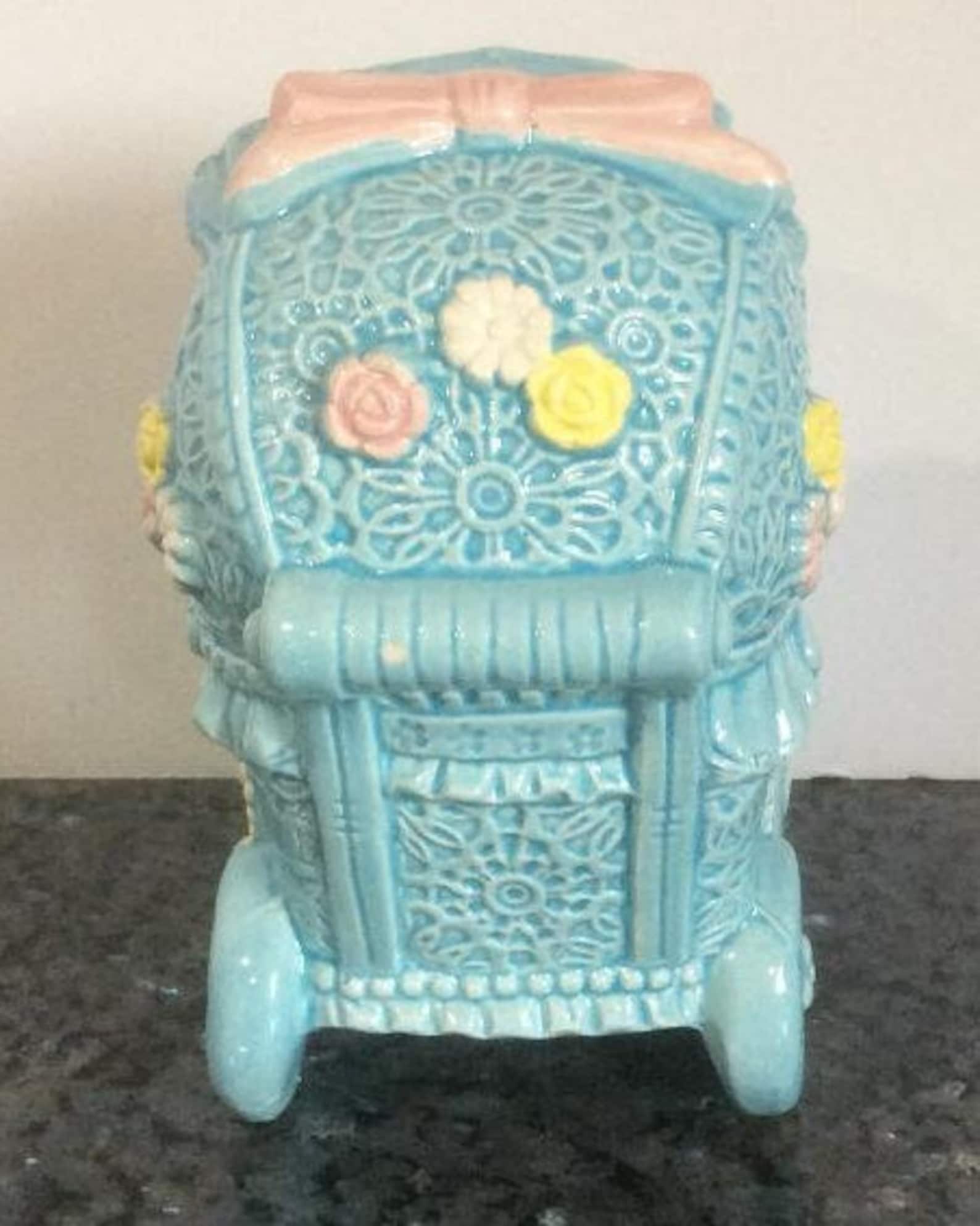 Vintage Baby Cradle Planter. Blue Cradle Pink White and Etsy