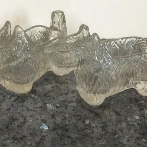 Scottie Dog Candy/Creamer Dish . Set of Two. L.E. Smith Pressed Glass.