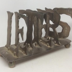 Vintage messing brievenhouder. Spelt BRIEVEN. Gemaakt in India.