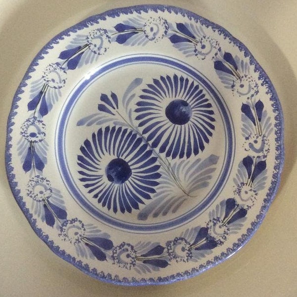 Henriot Quimper France Camaieu Blue and White Seven Inch Scalloped Plate.