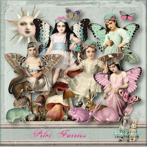 Pilot Fairies - Digital Collage Sheet - jpg und png - zum sofortigen Download