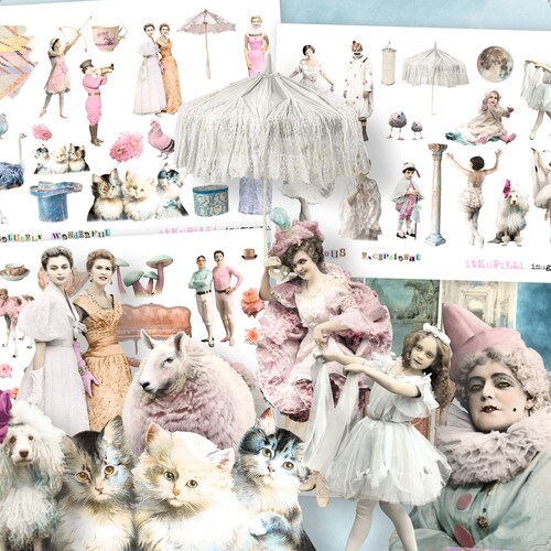 Ruffle Vintage Fun 4 X Digital Collage Sheet Bundle Jpg | Etsy