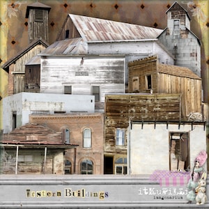 Edificios del Oeste: abandonados y deteriorados - 10 archivos PNG individuales de gran tamaño - Descarga instantánea e imprimible