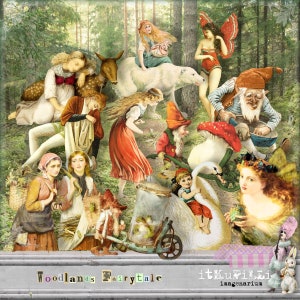 Woodlands Fairytale - Charaktere - 12 einzelne große PNG Dateien - plus jpg Digital Collage Sheets - Printable, sofortiger Download