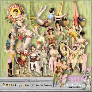 Extravaganza Entertainers - Zirkus Charaktere - einzelne PNG Dateien - plus digitale Collage Blätter - druckbar, sofortiger Download