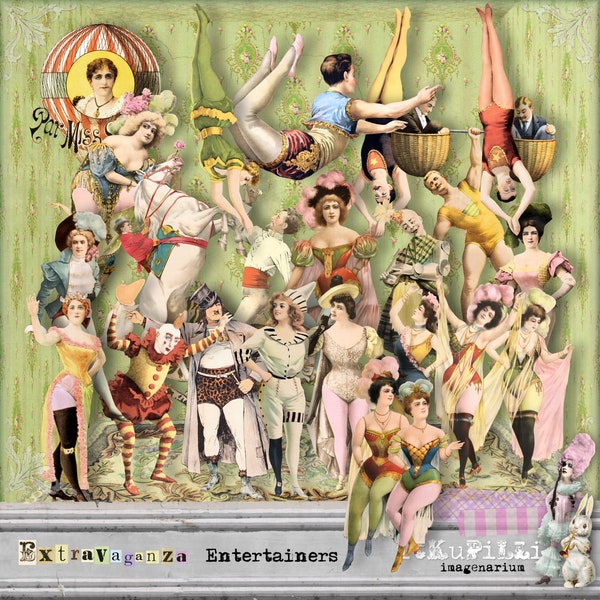 Extravaganza Entertainers - Circus Characters - individual png files - plus Digital Collage Sheets  - Printable, instant download