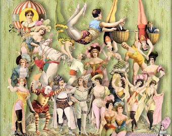 Extravaganza Entertainers - Circus Characters - individual png files - plus Digital Collage Sheets  - Printable, instant download