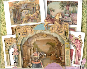 Circus Extravaganza Stage  - 4 x Digital Collage Sheet - jpg and png - Printable, instant download