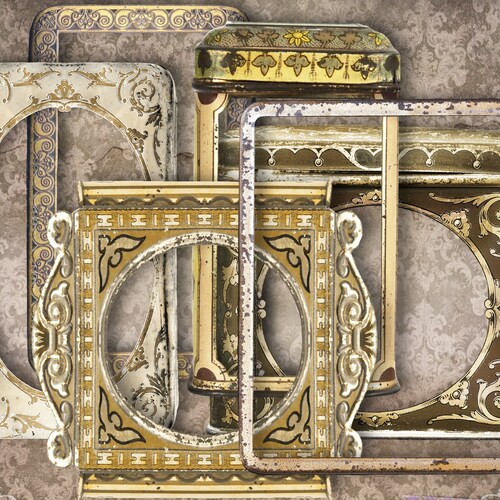 Rusty Tin Can Frames Individual Files Steampunk Digital Etsy