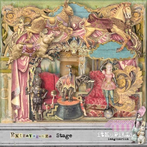 Extravaganza Stage - Circus,Theater, Interior - 16 individual png files  - Printable, instant download