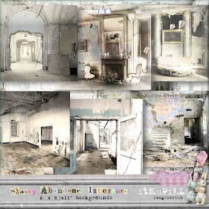 Interiores abandonados y desgastados - Habitaciones vintage con aspecto desgastado - Fondos grandes - Descarga instantánea e imprimible