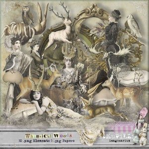 Whimsical Woods - File individuali per scrapbooking, art journaling, arte digitale - Stampabili, download immediato