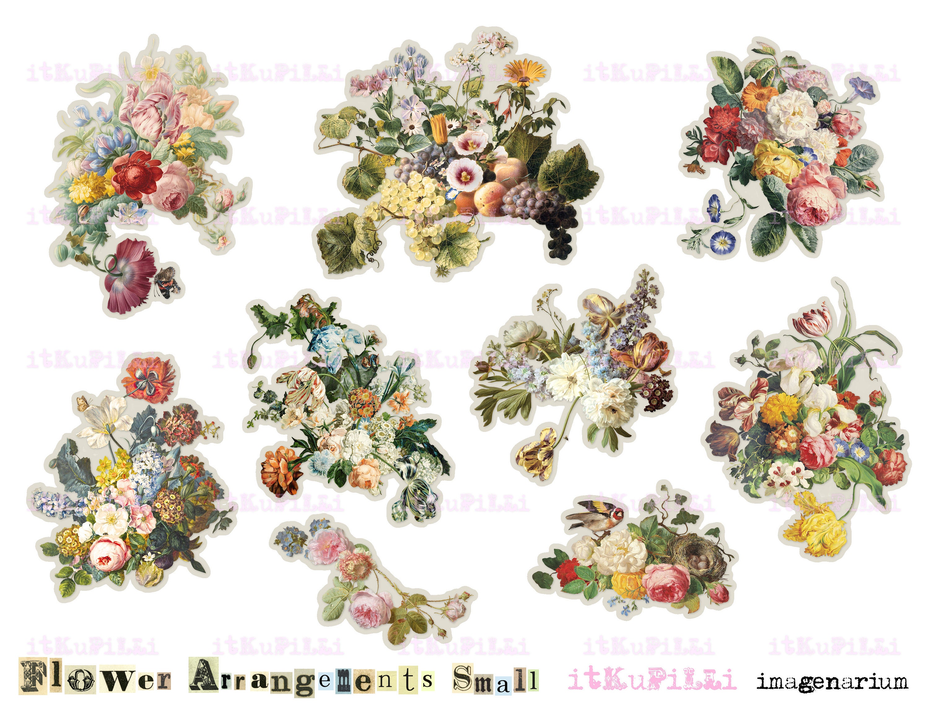 Fussy Cut Vintage Rose's, Cut Outs, Printable, Flowers, Floral, Collage  Sheet, Digital Download