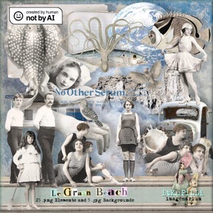 LeGrainBeach - Afzonderlijke bestanden voor scrapbooking, Art Journaling, digitale kunst - afdrukbaar, instant download