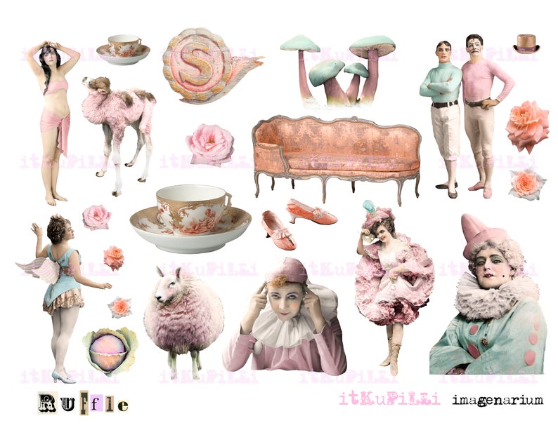 Ruffle Vintage Fun 4 X Digital Collage Sheet Bundle Jpg | Etsy