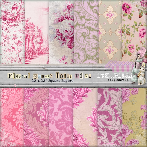 Pink Toile Wallpaper Etsy