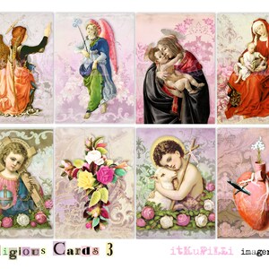 Religious Cards  3- ATC card - gift tags  - Digital Collage Sheet - jpg and png - Printable, instant download