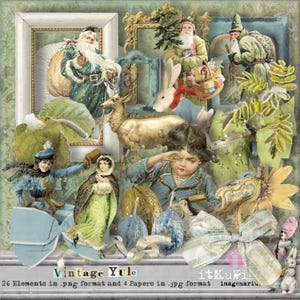 Vintage Yule - Winter, Weihnachten - individuelle Dateien für Scrapbooking, Art Journaling, Digital Art - Printable, sofortiger Download