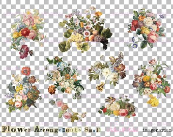 Flower Arrangements Small Fussy Cut ATC Size Digital Collage Sheet Jpg and  Png Printable, Instant Download 