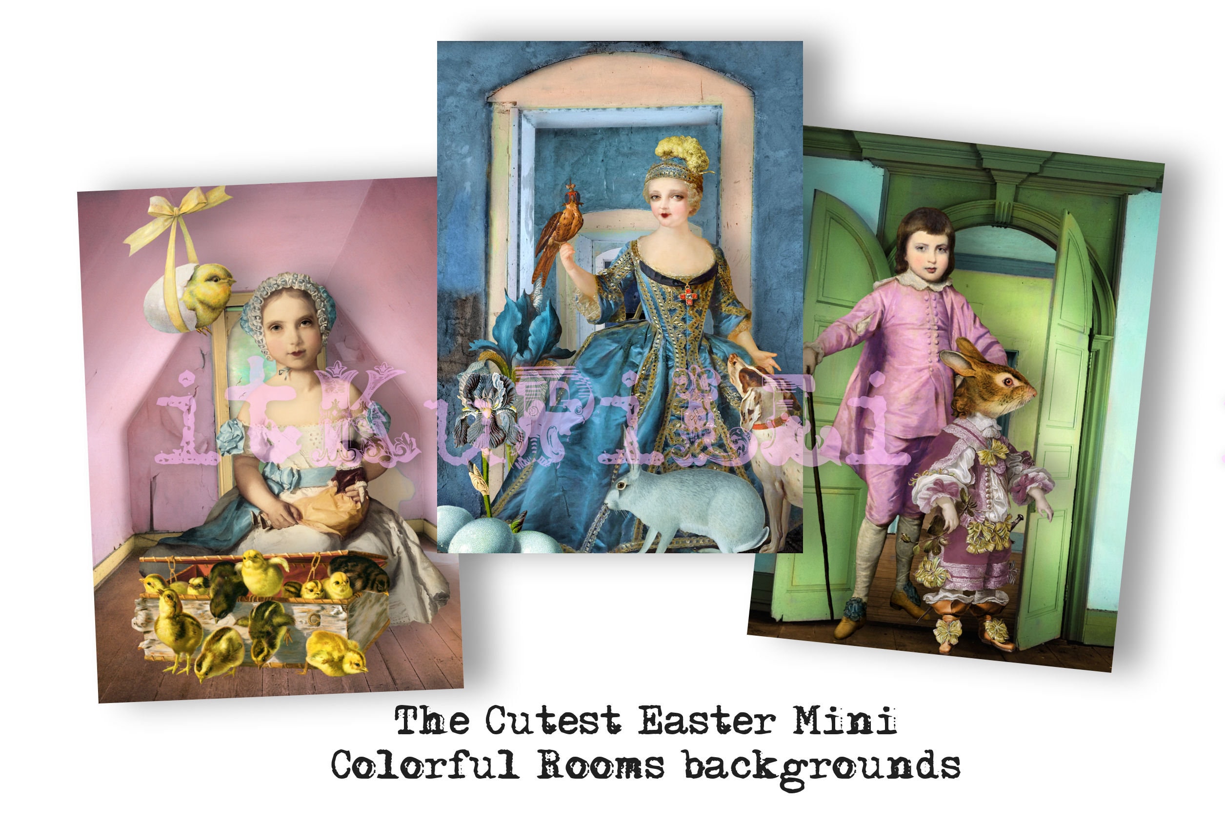 Colorful Rooms - ATC Backgrounds - Digital Collage Sheet - Jpg and Png ...