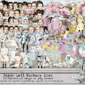 Paper Doll Factory Kids - 150 einzelne png Dateien - Vintage Kinder - Digitale Elemente - sofort Download