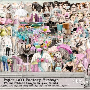Paper Doll Factory Vintage - 195 einzelne png Dateien - Digitale Elemente - sofort Download