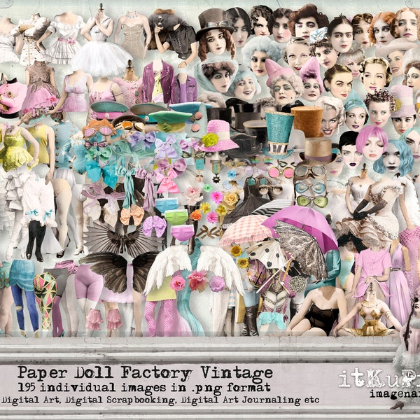 Paper Doll Factory - 195 individuelle Png-Dateien - Digitale Elemente - sofortiger download