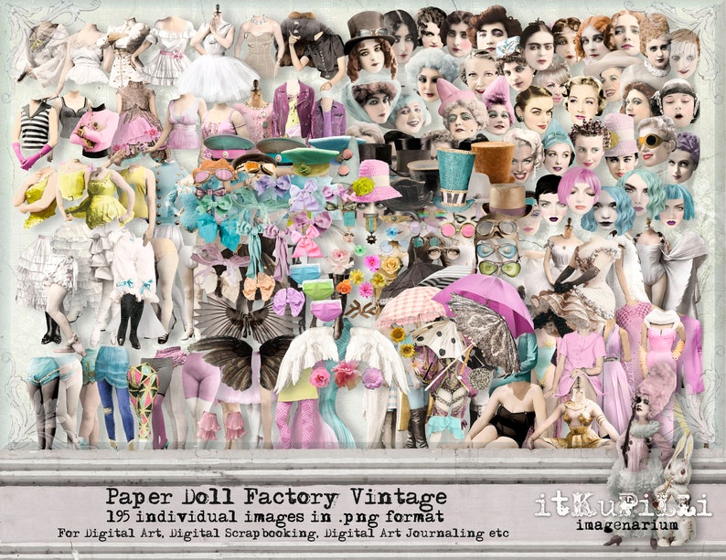 Paper Doll Factory Vintage   195 individual png files   image 1