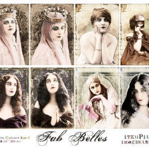 Fabulous Belles - Tarjeta ATC - etiquetas de regalo - Hoja de collage digital - jpg y png - Imprimible, descarga instantánea