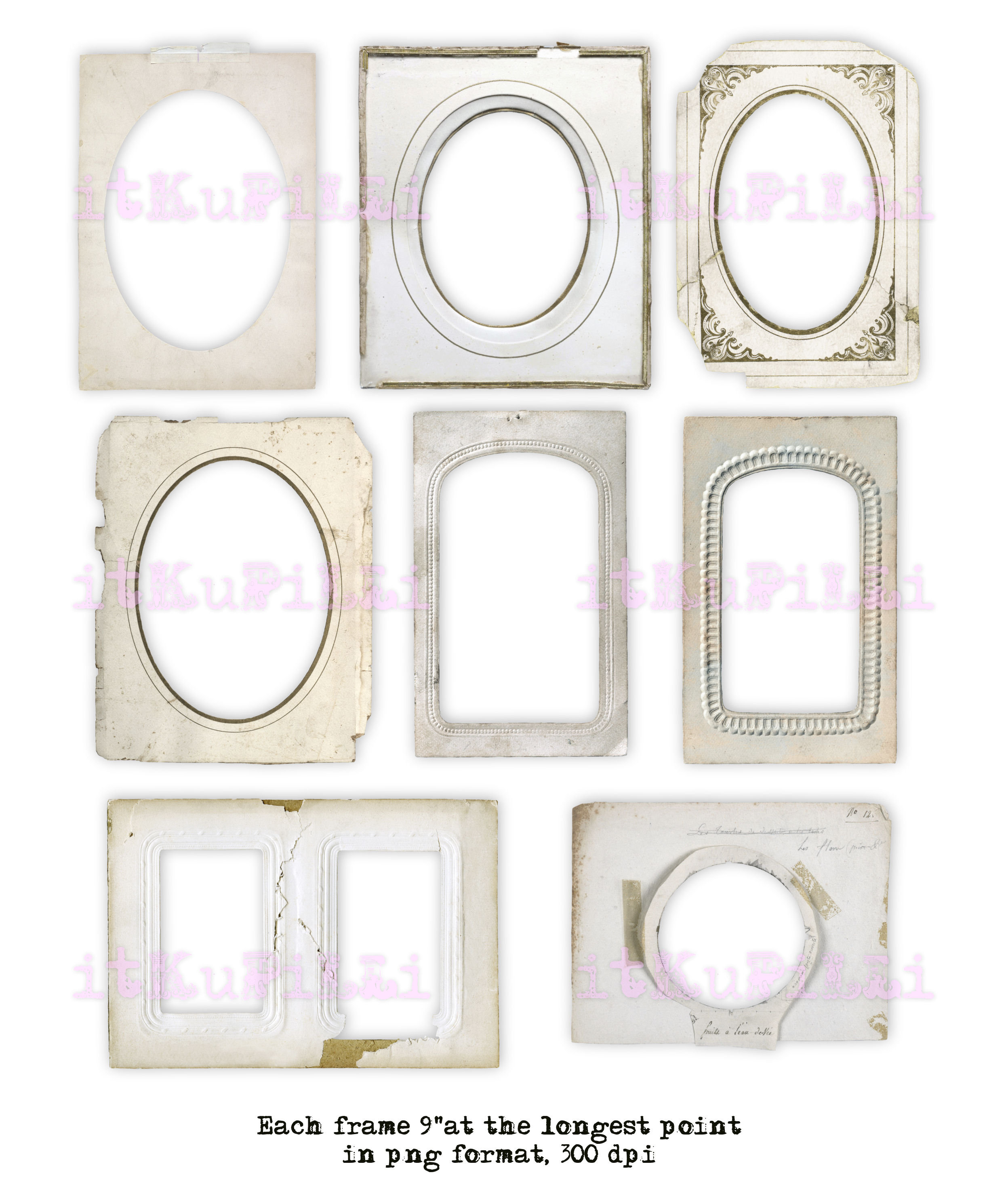 Shabby White Paper Frames Individual .png Files Digital Etsy