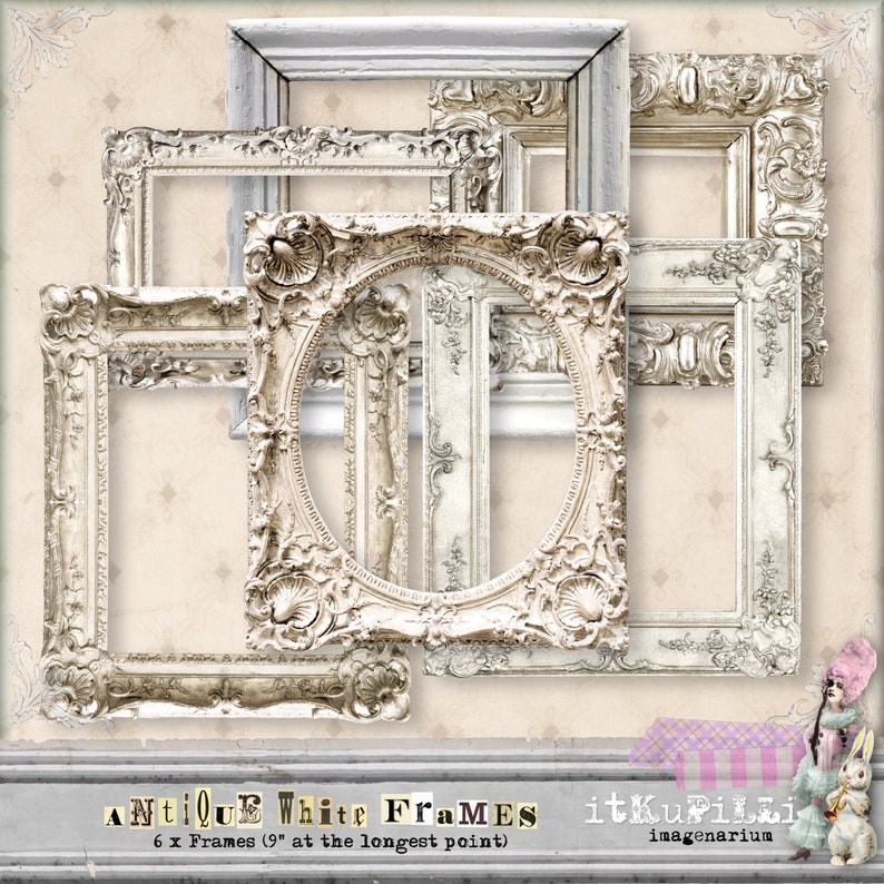 Antique White Frames Individual Files Digital Collage Art Etsy Australia
