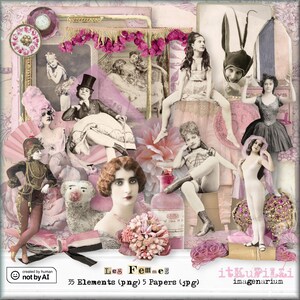 Les Femmes - Individuelle Dateien für Scrapbooking, Art Journaling, Digital Art - Printable, sofort Download